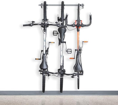 Monkey Bars Wall Bike Rack 2.0 - Stores 3 Bikes - Heavy Duty Bike Wall Mount