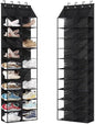 CuisinSmart Over The Door Shoe Organizer, 10 Tier Shoe Rack Hanging Shoe Storage,Large Hanging Shoe Rack with 4 Metal Hooks for Door,Oxford Cloth Narrow Shoe Rack Fit 20 Pairs Shoe