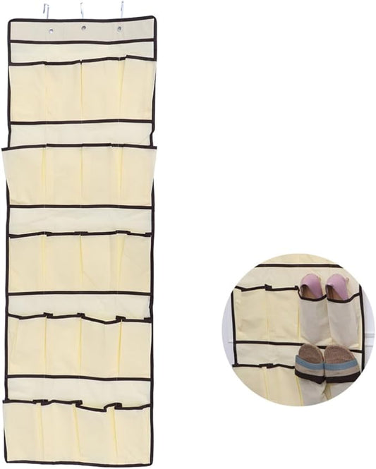Levemolo over Door Shoe Organizer with Mesh Pockets Hanging Storage Bag for Shoes Accessories and Toys Space-saving Design with Sturdy Metal Hooks Beige