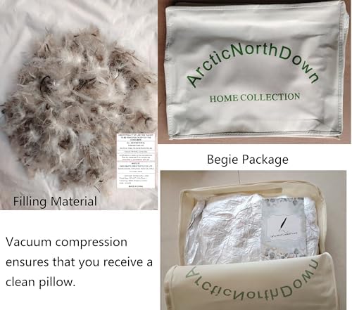 Standard Goose Down Feather Hotel Collection Bed Pillows for Sleeping One Pillow for Back, Stomach or Side Sleepers Stripe White Color - Image 2