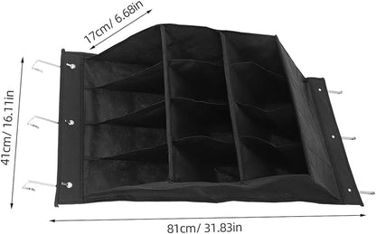VANZACK The Door Shoe Organizer Rack, 12-grid Foldable Polyester Hanging Shoe Storage, Space-saving Sneaker and Boot Holder for Closet and Narrow Hallways