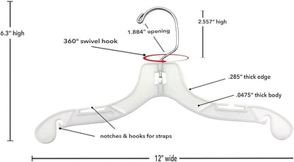 NAHANCO Children’s Plastic Shirt Hangers, Super Heavy Weight - 12" White (Pack of 100), Made in USA