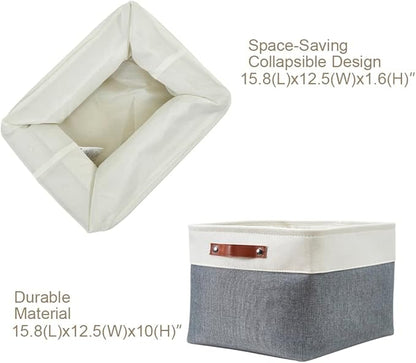 DECOMOMO Storage Bins, Extra Large Fabric Storage Baskets for Shelves, Decorative Linen Closet Organizer, 15.8 x 12.5 x 10 inches (Slate Grey & White, 3 Pack)