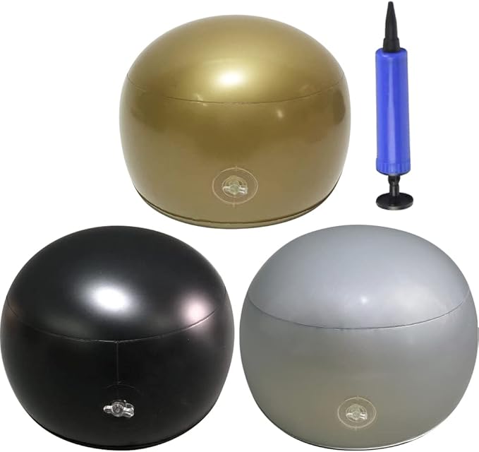 WAYUTO Set of 3 Inflatable Hat Holders with Air Pump Hat Display Stands Hat Storage Racks Hat Inner Support Caps Organizer Hat Shaper Insert Dome for Cloakroom Decoration Black+Gold+Silver
