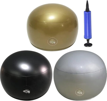 WAYUTO Set of 3 Inflatable Hat Holders with Air Pump Hat Display Stands Hat Storage Racks Hat Inner Support Caps Organizer Hat Shaper Insert Dome for Cloakroom Decoration Black+Gold+Silver