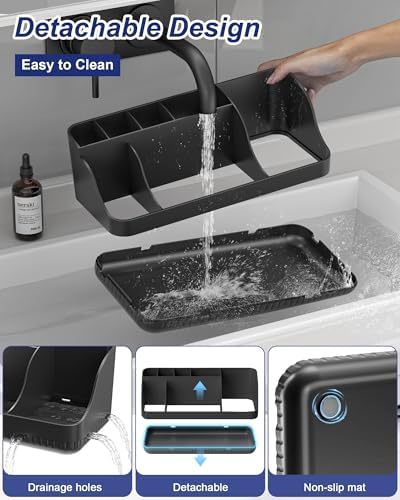 Bathroom Counter Organizer and Storage, 7 Slots Detachable Toothbrush Holders for Bathrooms, Anti-Slip Electric Toothbrush and Toothpaste Holder Countertop Vanity Organizer Accessories for Adults Kids - Image 2