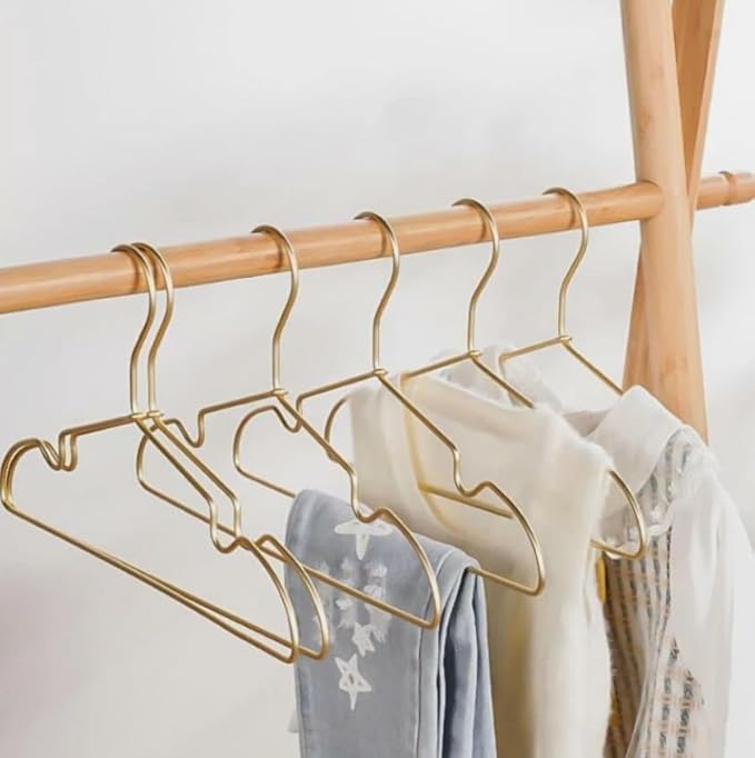 12.6” Gold Matt Metal Coat Hanger, 30PCS, Children Standard Suit Hanger, Clothes Hangers for Closet Toddler Infant Newborn Kids Hangers, Space Saving Baby Clothes Hangers