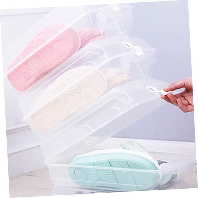 Large Transparent Shoe Storage Box Thickened Design Stackable Organizer for Men Women Dustproof Space-saving for Closet under Bed and Corners White