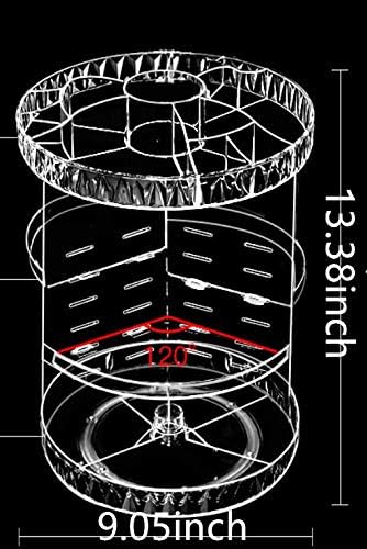 PJLANDI Acrylic 360 Rotating Makeup Organizer, Cosmetic Storage holder shelf rack Perfume in Bathroom Dresser Diamond Pattern for skin care stand