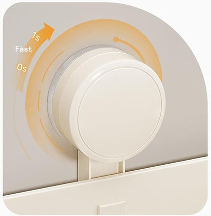 Hair Dryer Holder Wall Mounted - Suction Hair Dryer Organizer with Shelf & Hooks, 3 in 1 Bathroom Hair Tool for Blow Dryer, Curling Iron, Straightener (Beige)