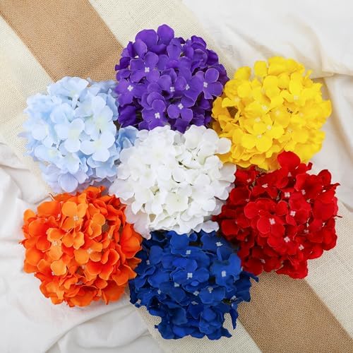 Fake Orange Hydrangea Artificial Flowers - Faux Silk Hydrangeas Flowers Heads with Stems Real Touch for Home Wedding Party Table Decor(Orange,Pack of 10) - Image 4
