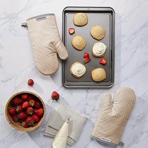 KitchenAid Asteroid Oven Mitt Set, 7"x12.5", Milkshake Tan, 2 Piece - Image 2