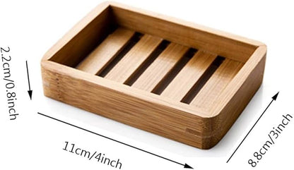 Kaxich 2 Pack Bamboo Wooden Soap Dish Shower Soap Storage Holder Saver Soap Tray Plate for Bathroom Shower Vanities Kitchen Sink
