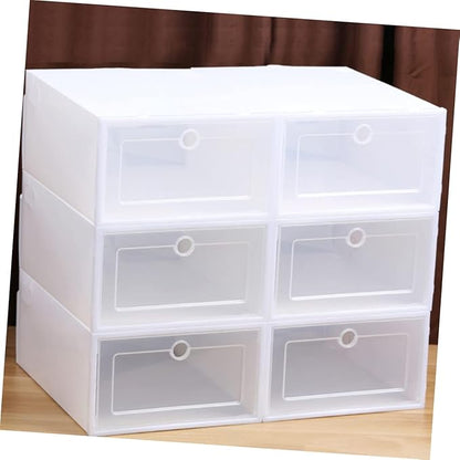 iplusmile 6pcs Transparent Plastic Shoe Boxes Drawer Type Stackable Shoes Storage Containers Dustproof Organizer for Men for