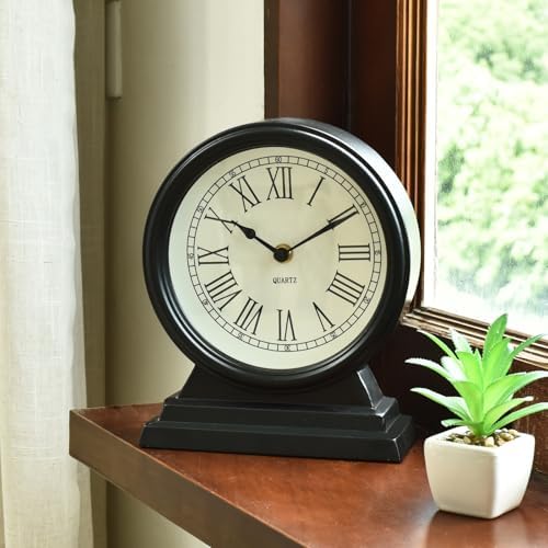EMAX HOME Black Mantel Clock - Classy Vintage Style Table Clock for Living Room Décor,Silent Non-Ticking Mantel Clocks for Living Room - Image 5
