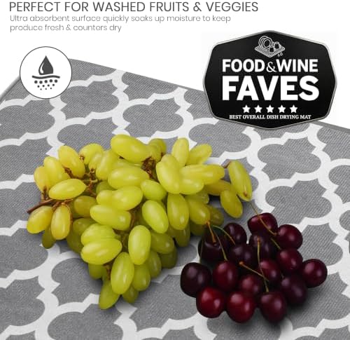 Bellemain Dish Drying Mat, Drying Matt Kitchen Counter, 17"x24" -Trellis - Image 6