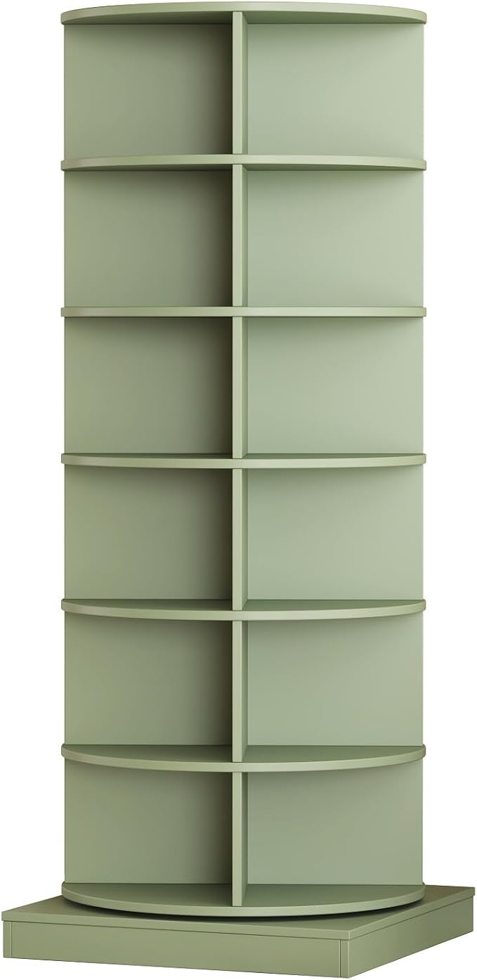 6-Tier Rotating Shoe Rack Tower, 360 Spinning Shoe Rack, Modern Free Standing Spinning Shoe Organizer, Rotating Lazy Susan Shoe Racks for Entryway Doorway, Holds Up to 24 Pairs of Shoes(Green)