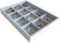 Grey Velvet Stackable Organizer Premium Grade Fabric Soft Protection for Jewelry Collection Removable Rearrangeable 12-Grid Drawer Divider Small Space Storage Ring Necklace Earring