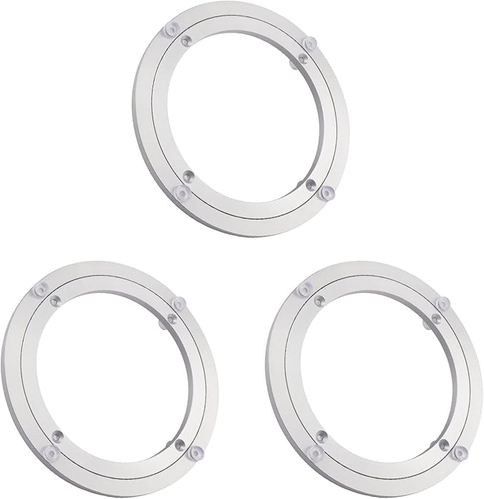 3 Pack 8 Inch Aluminium Alloy Turntables Bearing, Heavy Duty Swivel Turntable Lazy Susan for Round Dining Table, 8" Smooth Swivel Turntable for Lazy Susan Dining Table