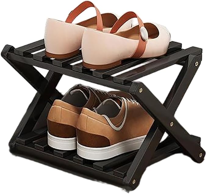 YYW Bamboo Shoe Rack for Entryway, Free Free Standing Shoe Racks Shelf Closet, Foldable Vertical Shoe Storage Organizer for Living Room