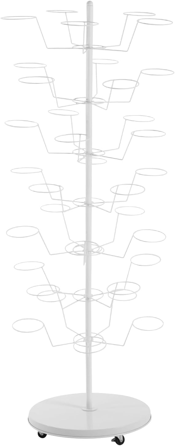 LOYALHEARTDY 7 Tier 35 Hooks Hat Rack Stand, Metal Hat Rack Hat Hangers Freestanding Hat Organizer Rack Display Stand for Wig, Cap, Baseball Hat (White)