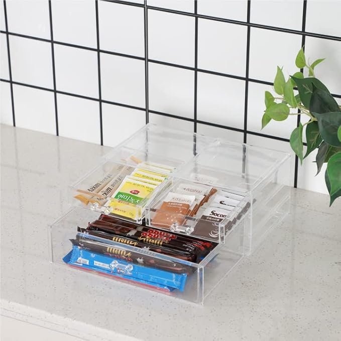Cq acrylic Clear Storage Drawers,Stackable Make up Organizers And Storage For Vanity Countertop,Large 3 Drawers Plastic Shelf Organizer Bins for Make up,Medicine,Craft,Pen,Beauty Supplies,Pack of 1