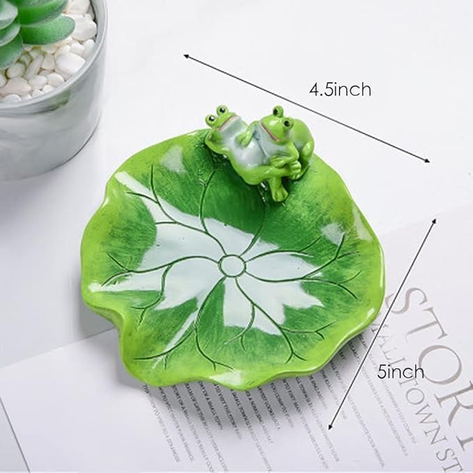 123Arts Frog Soap Dish Lotus Leaf Resin Soap Holder Soap Box Storage Tray