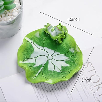 123Arts Frog Soap Dish Lotus Leaf Resin Soap Holder Soap Box Storage Tray