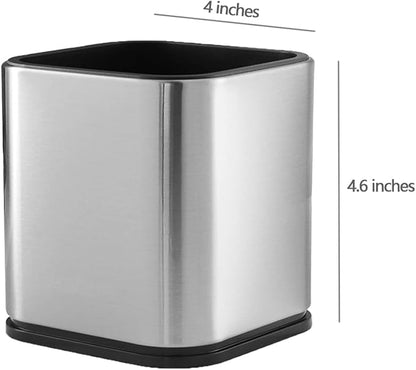 Flatware Holder Stainless Steel Small Utensil Crock - 4.6 Tall