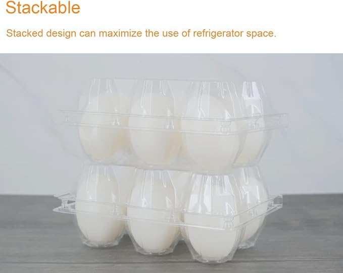 Egg Cartons 60 Packs, Clear Eco-friendly Plastic Blank Egg Cartons with Free Labels, Holds up to 6 Duck Eggs Securely, Perfect for Family Pasture Farm Markets Display - Large