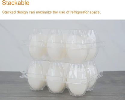 Egg Cartons 60 Packs, Clear Eco-friendly Plastic Blank Egg Cartons with Free Labels, Holds up to 6 Duck Eggs Securely, Perfect for Family Pasture Farm Markets Display - Large