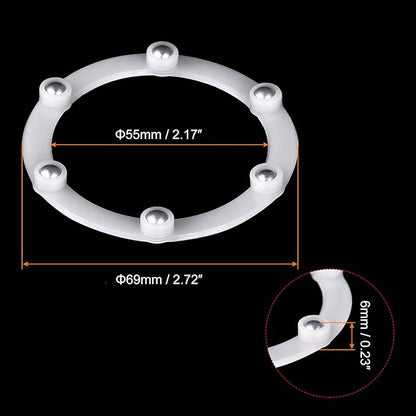 MECCANIXITY 2.7inch Rotating Swivel Stand with Steel Ball Bearings Annular Lazy Susan Base Turntable for Kitchen Corner Cabinets, 69 x 55mm White Pack of 6