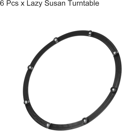 MECCANIXITY 8inch Rotating Swivel Stand with Steel Ball Bearings Annular Lazy Susan Base Turntable for Kitchen Corner Cabinets, 210 x 175mm Black Pack of 6