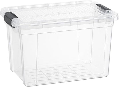 Superio Small Clear Storage Box with Lid, 8.75 Quart Plastic Container Bins for Organizing, Stackable Crates, BPA Free, Non Toxic, Odor Free, Organizers for Home, Office, School, and Dorm
