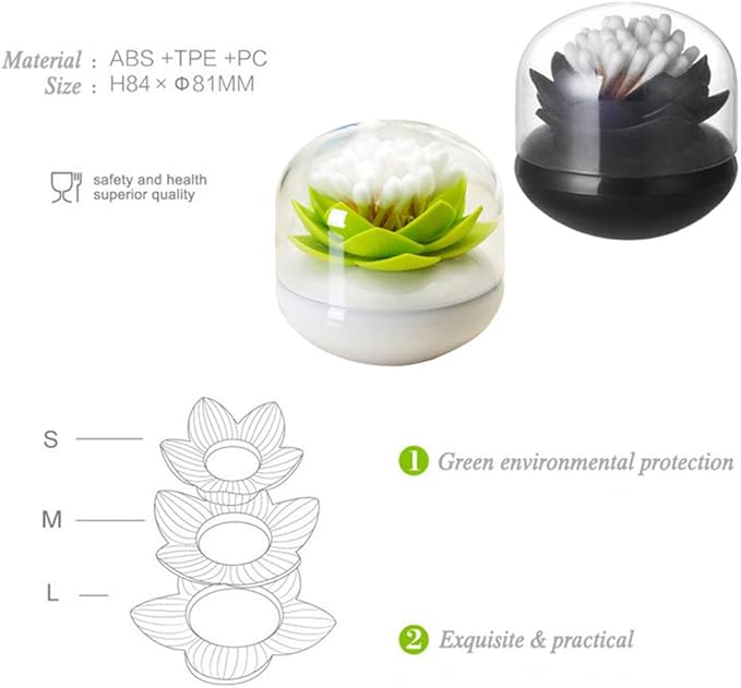 2 Pack Creative Lotus Cotton Swab Holder Q-Tips Toothpicks Holder Table Decorate Cotton Bud Storage Box Organizer