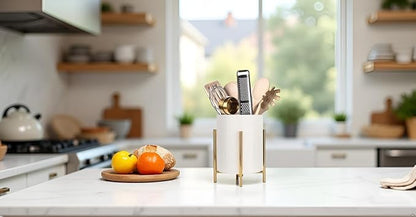 Utensil Organizer for kitchen, Knives and Forks with Shiny metal frame Tray for Farmhouse Kitchen Decor and Countertop(6.3 * 4.33inch)