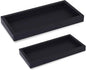 Silicone Bathroom Vanity Tray Rectangle Soap and Sponge Holder Kitchen Sink Organizer for Scrubber, Lotion Bottles, Perfume, Jewelry, Candle, Key Trinket Ring, 2 Pack, Black