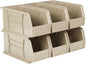 Hudson Exchange 11" x 5-1/2" x 5" (6 Pack) Plastic Stackable Storage Bin and Hanging Container, Stone
