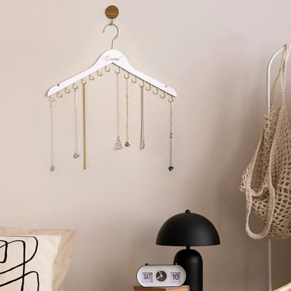 NICEDREAM Custom Name Necklace Holder Jewelry Hanger Bracelet Holder with 16 Hooks Personalized Name Necklace Organizer Wooden Hanging Jewelry Holder Gift for Her Women Girls Mom (Black)