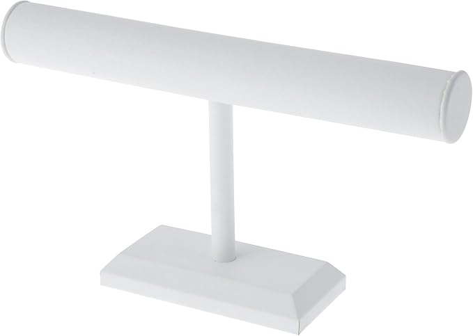 Plymor White Faux Leather T-Bar Bracelet Display Stand, 12" W x 6.75" H