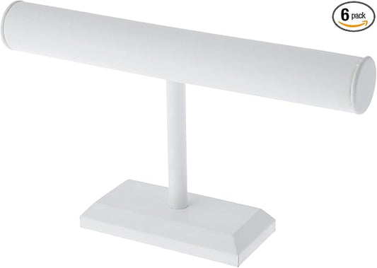 Plymor White Faux Leather T-Bar Bracelet Display Stand, 12" W x 6.75" H (Pack of 6)