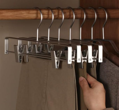 Premium Matte Silvery Aluminum Pants Clip Hanger 100 Pack, 12” Extra Smooth & Durable Metal Shirt Dress Aluminum Alloy Hanger,Clothing Support,Clothing Hang