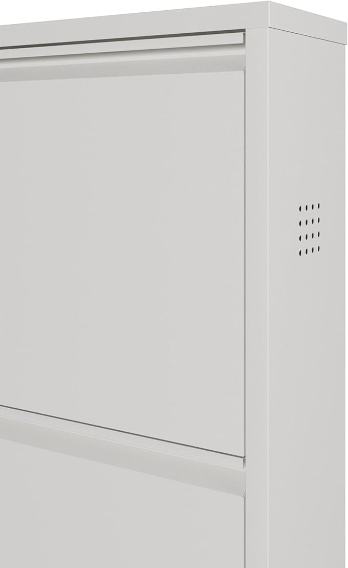 CEHA 5 Tier Metal Shoe Cabinet with Cover, Durable Shoe Storage Organizer for Entryway, Space Saving Shoe Shelf Closet with Side Ventilation Holes, 5.91" x 66.5" x 19.68", White