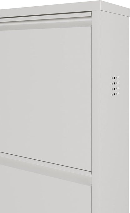 CEHA 5 Tier Metal Shoe Cabinet with Cover, Durable Shoe Storage Organizer for Entryway, Space Saving Shoe Shelf Closet with Side Ventilation Holes, 5.91" x 66.5" x 19.68", White