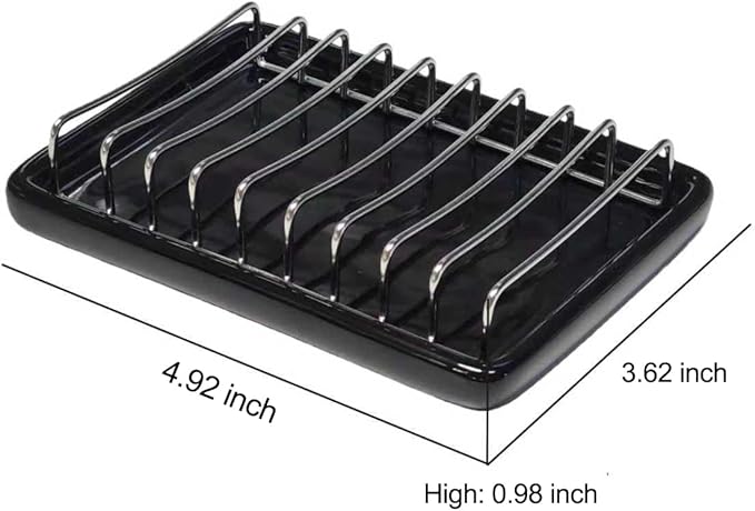 Soap Dish Drain Tray Self Draining Soap Holder Sponge Holder Soap Dishes for Shower, Bathroom, Kitchen Sink (1, C-Black)