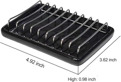 Soap Dish Drain Tray Self Draining Soap Holder Sponge Holder Soap Dishes for Shower, Bathroom, Kitchen Sink (1, C-Black)