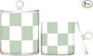 2 Pack Qtip Dispenser Apothecary Jars with Lids Cotton Round Holder Bathroom Canisters for Cotton Swab Floss Ball Pads Clear Plastic Decorative Checkered Green and White