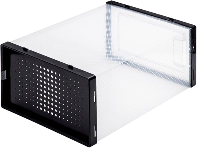 MPM Shoe box 12pcs, Stackable Clear Plastic Shoe Organizer, Shoe Rack, Sneaker Storage Box with Lid, For Men and Women S