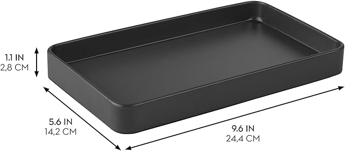 iDesign Steel Vanity Tray for Bathroom Organization and Storage - Matte Black