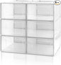 Clear Storage Bins, 6 Pack Stackable Plastic Shoe Boxes with Lids, Ideal for Closet Organization & Display (Medium)